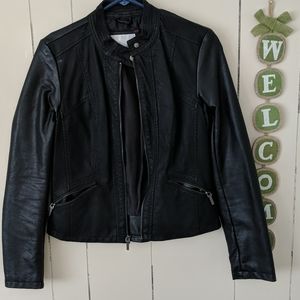 Faux leather bomber jacket